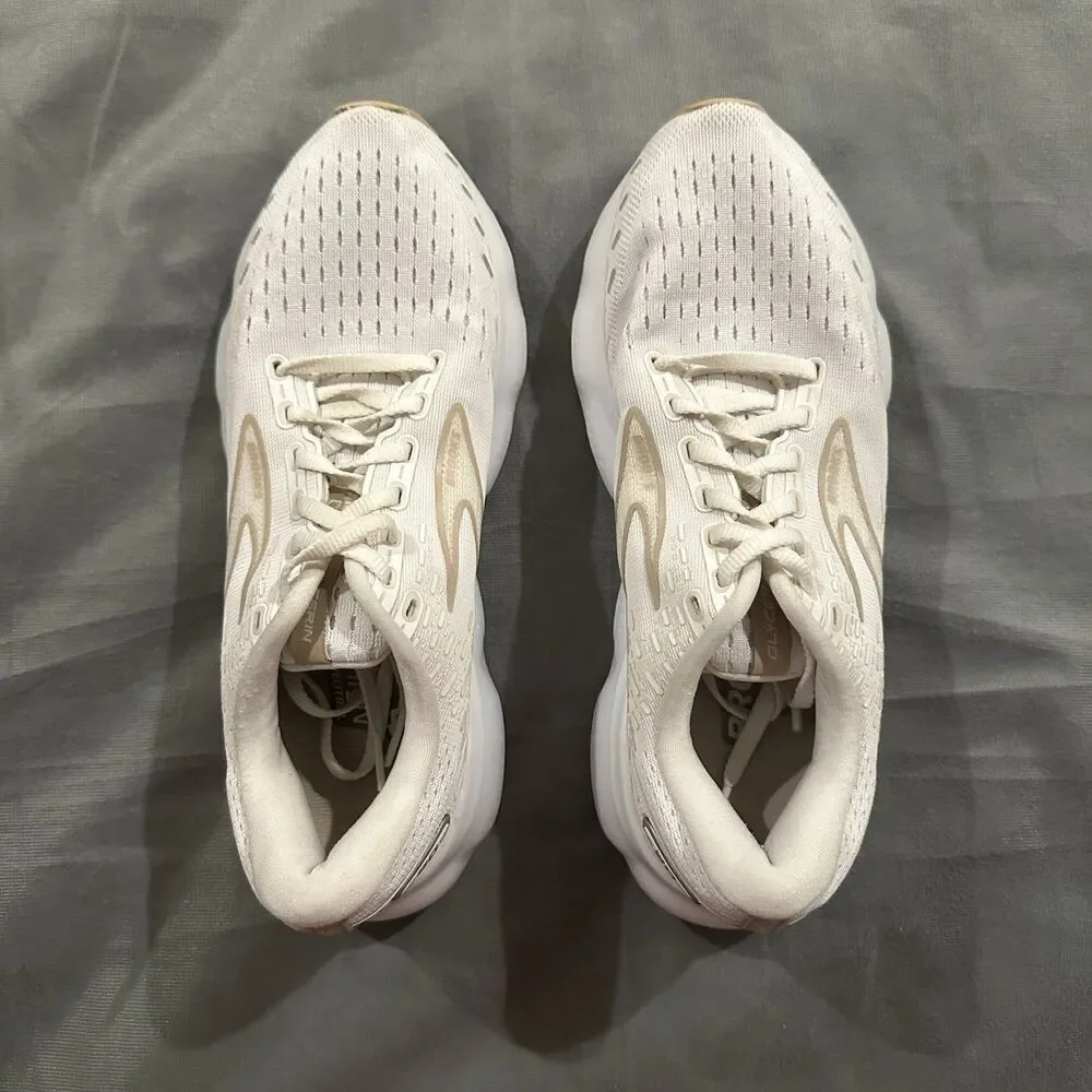 Brooks Glycerin 20 White Khaki Sneakers 1203691B122 Athletic Running Shoes 8B